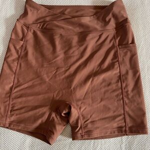 Joybik Women's Brown Pull On Athletic Swim Board Shorts Size Small